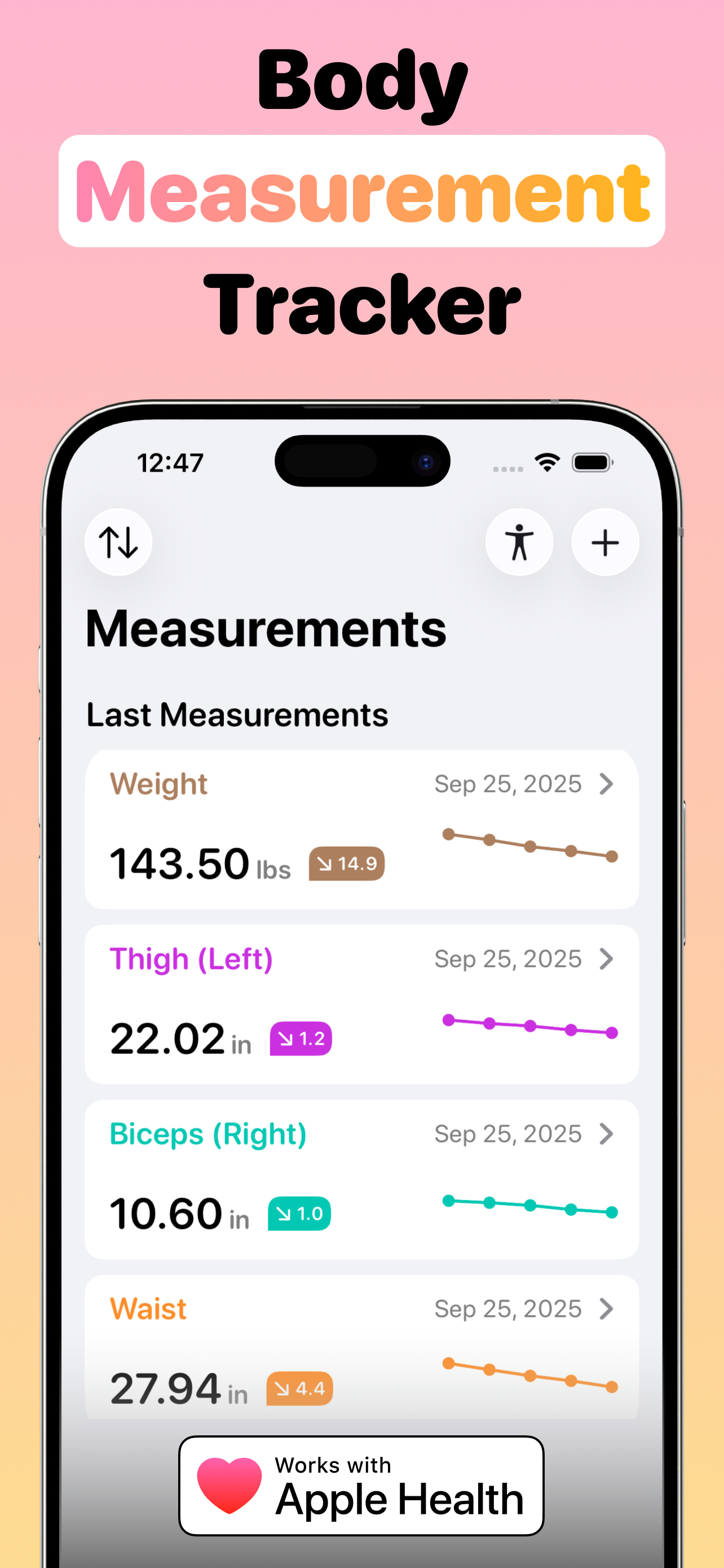 Body Measurement Tracker App — Track Weight, Waist & Body Measurements ...